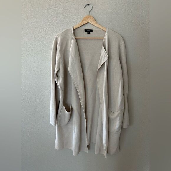J. Crew Sweaters - J Crew Juliette Collarless Sweater Blazer Cardigan in Linen Blend Cream Size XL